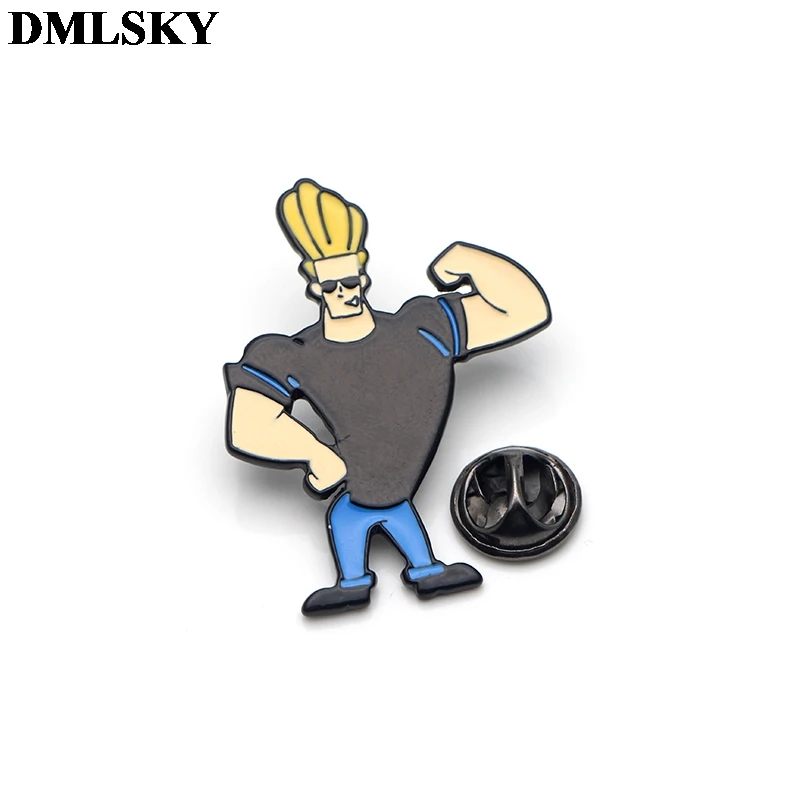 DMLSKY Jonny Bravo, брошь для одежды, металлическая эмалированная булавка для женщин и мужчин, модные броши для рубашки, воротника, значок M3583