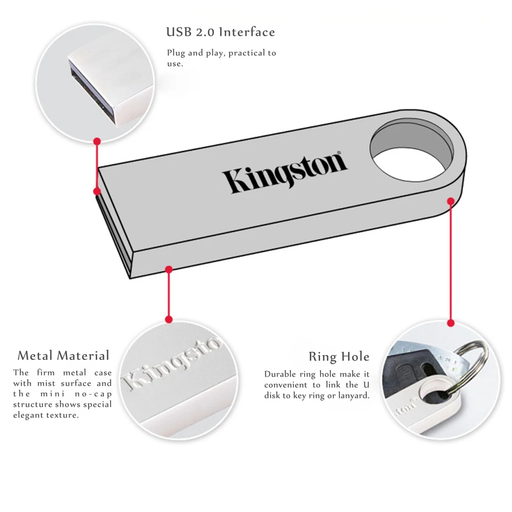 Kingston DTSE9 USB флеш накопитель Металлический Мини ключ палка 8 ГБ 16 32 карта памяти