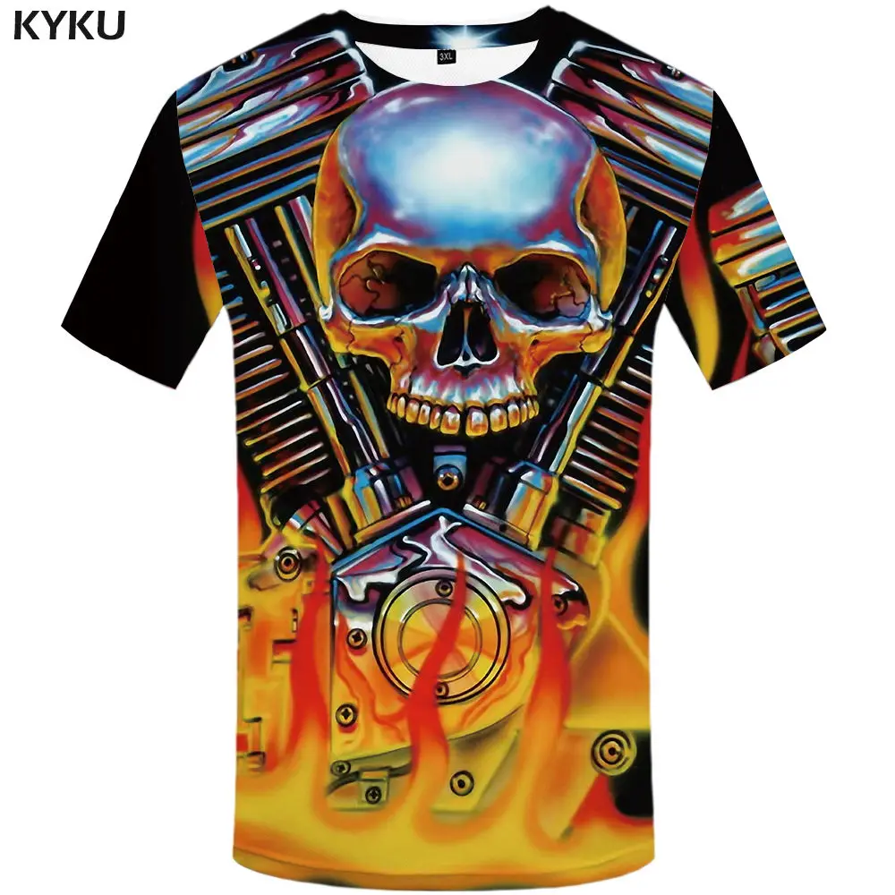 3d t shirt 04 Мужская футболка с черепом KYKU, черная футболка с коротким рукавом, с 3D-принтом, в хип-хоп стиле, лето - Цвет: 3d t shirt 04