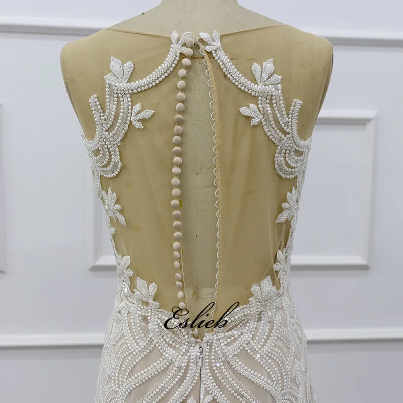 

OEM Robe de mariage Vestido de noiva Lace Detachable Long Tail Mermaid Ruffled White Long Sleeve 2019 African Wedding Dresses
