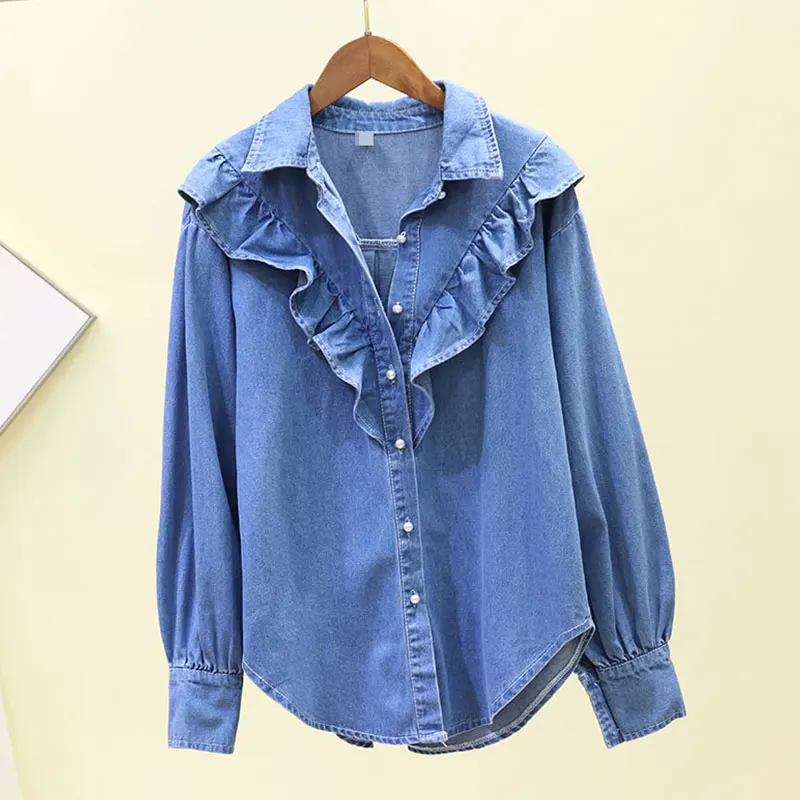 2019 новая весенняя осенняя куртка для женщин Свободная джинсовая рубашка с
