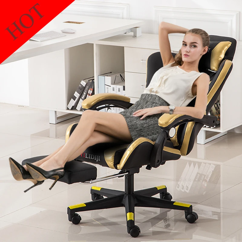 Стул игровой вращающийся компьютерное кресло с откидывающейся спинкой для дома