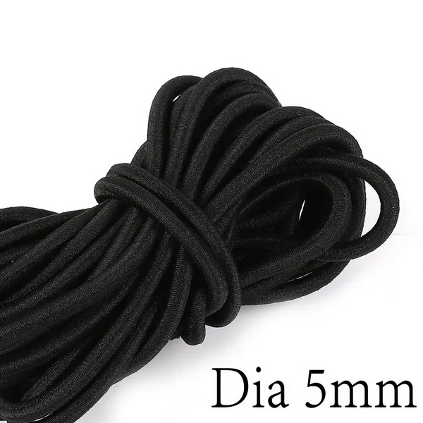 5mm Black 1 мм/1,5 мм/2 мм/2,5 мм/3 мм/4 мм/5 мм Высокое качество 2 м круглая эластичная повязка Эластичная Веревка черная резинка DIY Швейные аксессуары - Цвет: 5mm Black