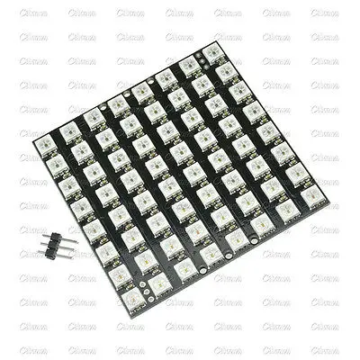 WS2812 8x8 64 LED Matrix 5050 RGB Full-Color Driver Black Board | Электроника