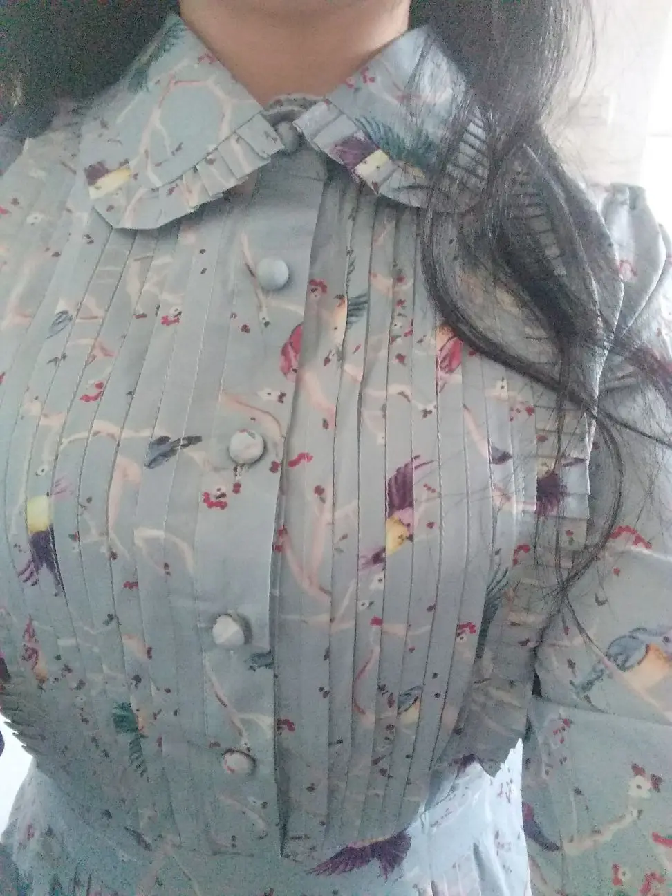 Женское платье с оборками и принтом птиц летнее тонкое драпировкой в стиле ретро