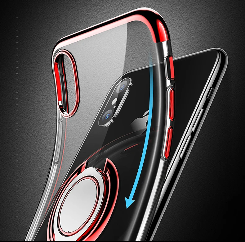 Elecplating Soft Case for Samsung Galaxy Note 10 5G 9 S10 S9 S8 Plus J6 J4 J3 2018 J5 Prime A6 Invisible Finger Ring Cover |