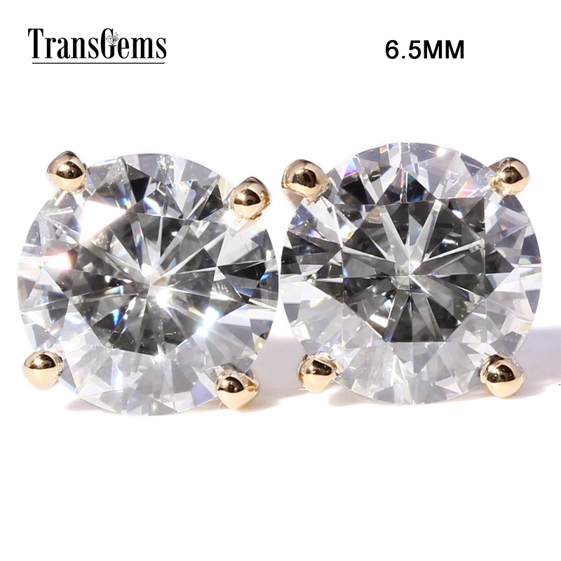Женские серьги гвоздики с муассанитом под золото 585 пробы 6 5 мм|stud earrings|earring studs
