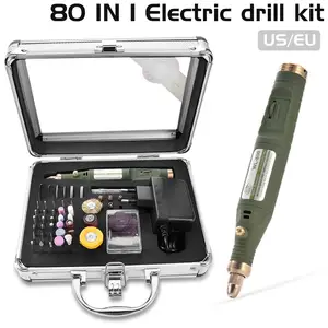 80 в 1 миниатюрная электрическая роторная дрель, шлифовальный станок с комплектом шлифовальных аксессуаров, многофункциональная гравировальная машина, набор электроинструментов