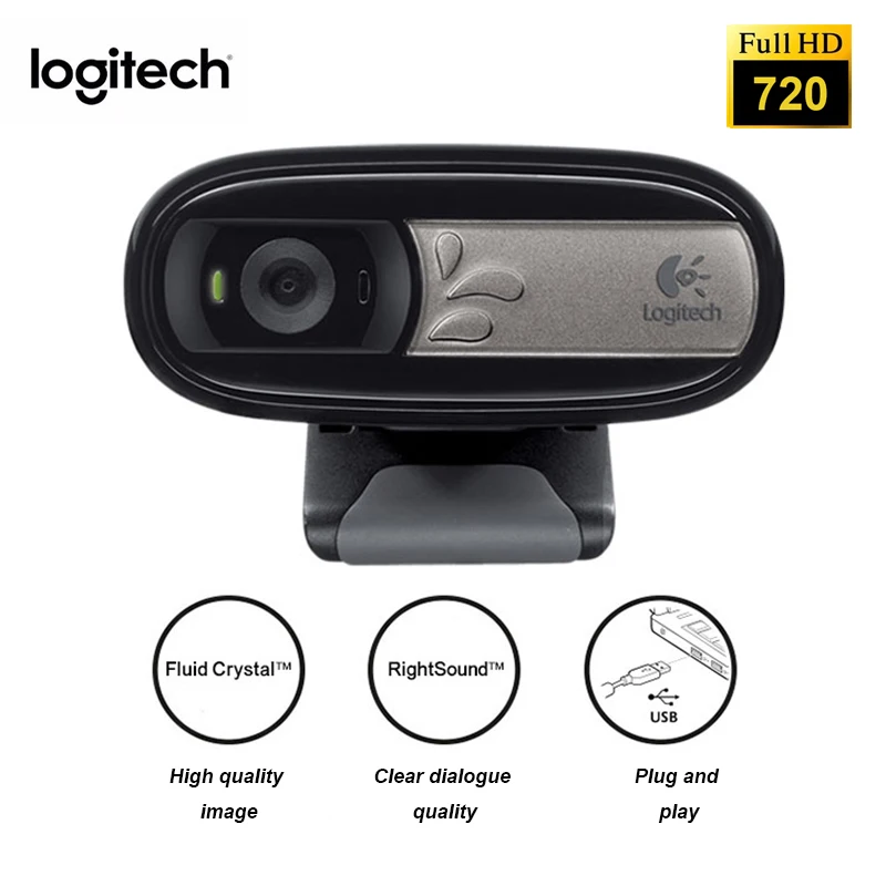 Веб камера logitech HD C170 со встроенным микрофоном 720 P компьютерная проводная USB 2 0 CMOS