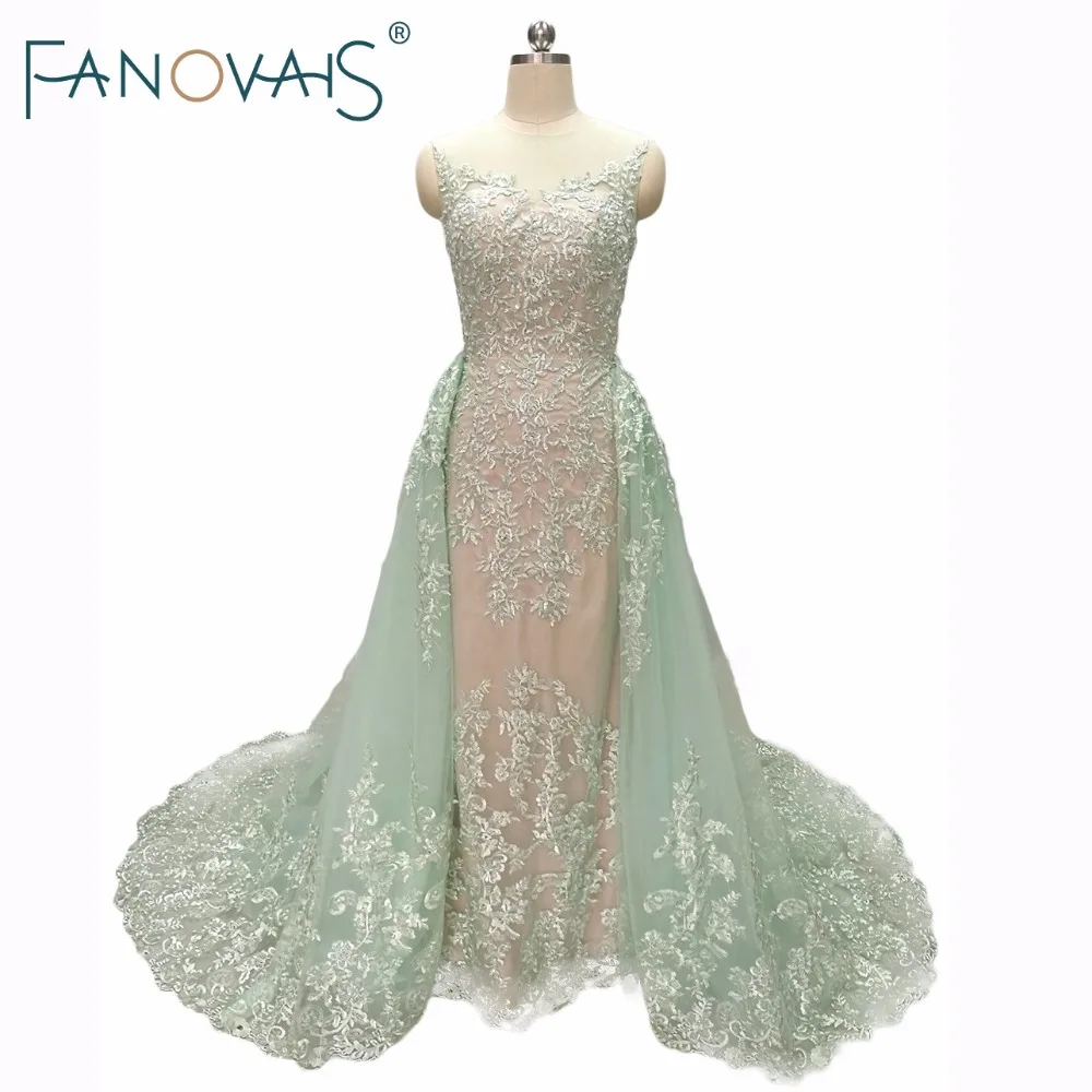 Мятно-зеленые кружевные вечерние платья со съемной юбкой Sexy Green Formal Special Occasion Dresses