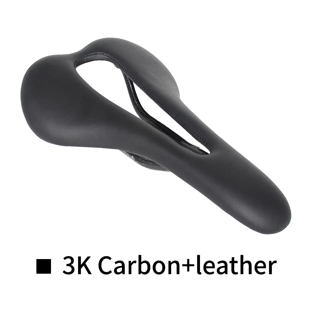 leather ullicyc без логотипа 3K карбоновое кожаное седло с титановым бантом для шоссейного велосипеда, горного велосипеда, велосипедное 3k карбоновое матовое черное седло - Цвет: leather