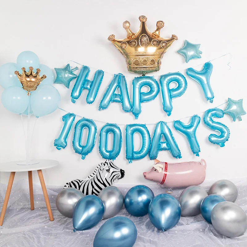 Счастливые 100 дней девочка или мальчик фольгированные шары детский душ украшения