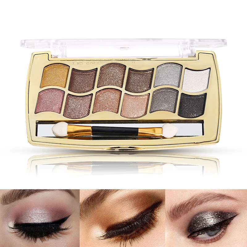 Бренд 12 цвет бриллиантовый блеск Eye Shadow Palette Макияж Супер флэш яркие красочные