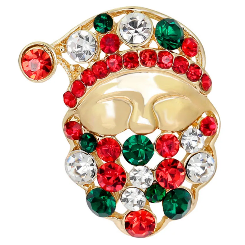 Зеленые и красные хрустальные броши для женщин искусственная Рождественская