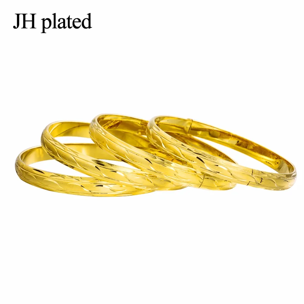 Позолоченный Браслет JHplated 4 шт. для женщин эфиопские свадебные браслеты Арабские