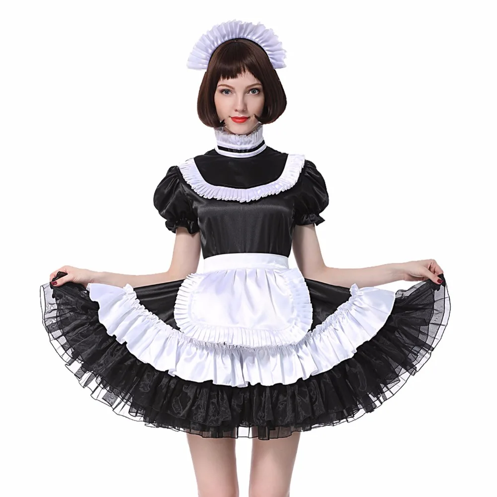 Женское атласное платье с замком Sissy черное плиссированное для девочек костюм