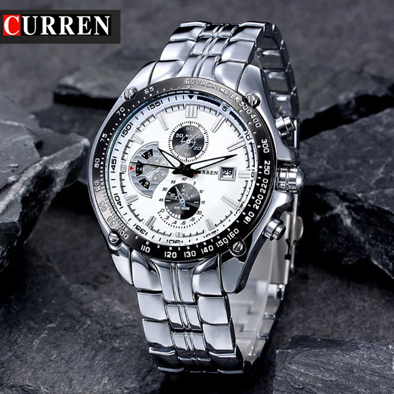 

CURREN Luxury Top Brand Men Quartz Watch Full Stainless Steel Men's Wristwatch Date Calendar Clocks Male Gifts relogio masculino