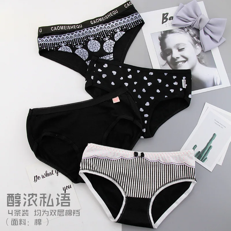 Трусики женские клетчатые с бантом 4 шт./лот|Трусики| |