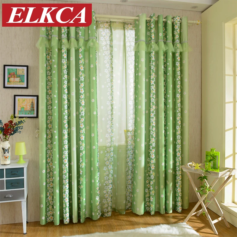 Деревенские/пасторальные цветочные зеленые занавески s для гостиной/спальни