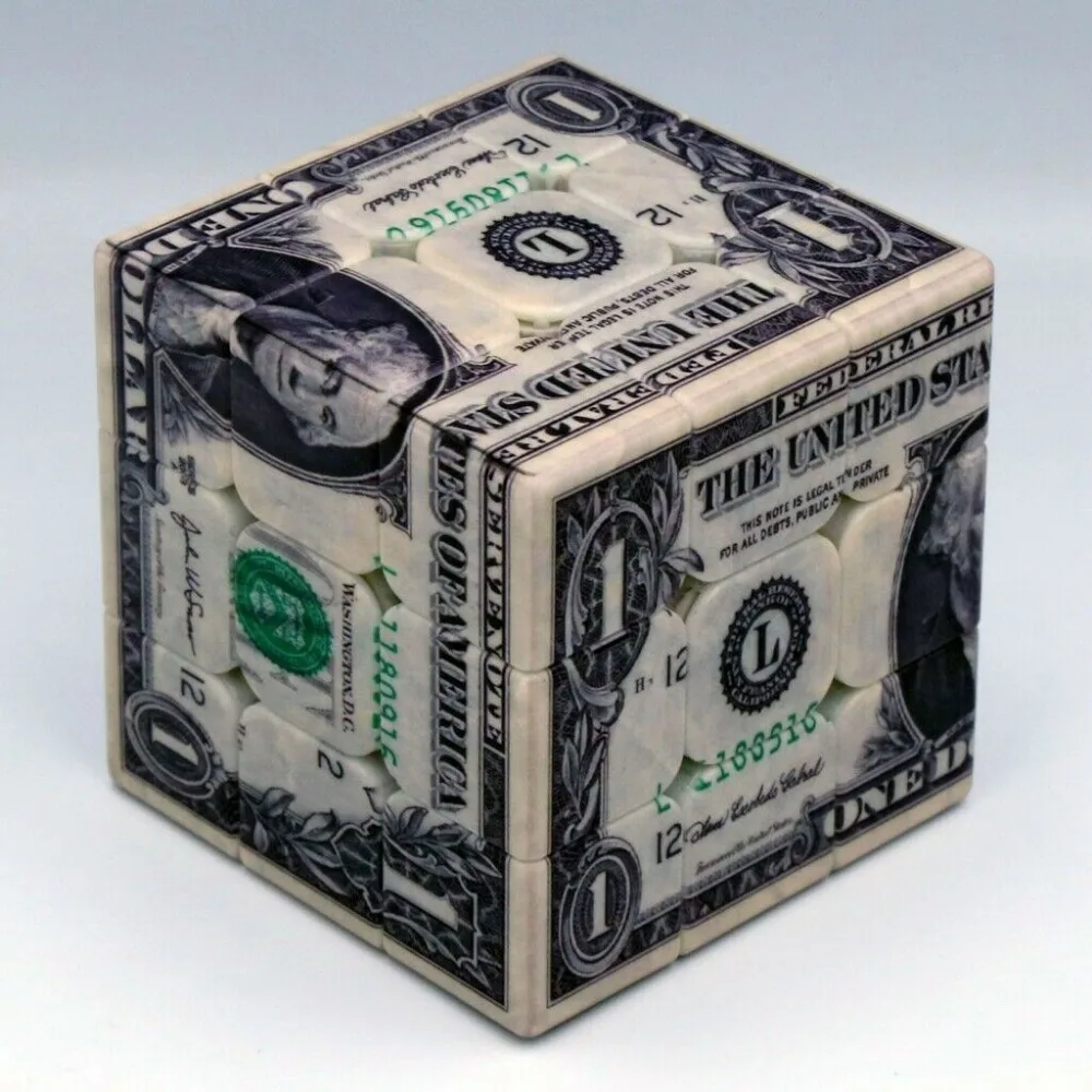 Скоростной волшебный куб головоломка 3x3x3 с узором в виде ноты доллара США