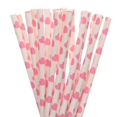 Light Rose Heart 25 шт./лот Бумага соломинки для Baby Shower или для вечеринки по случаю свадебного торжества, дня рождения Хэллоуин Рождество питьевые соломки для праздника вечерние принадлежности - Цвет: Light Rose Heart