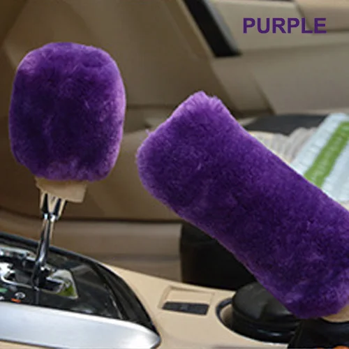 Purple 2 шт., автомобильный ручной тормоз, ручки, мягкий плюшевый рукав, Зимний Теплый ручной тормоз, чехол для рычага переключения передач, ручка, универсальный авто Декор - Название цвета: Purple