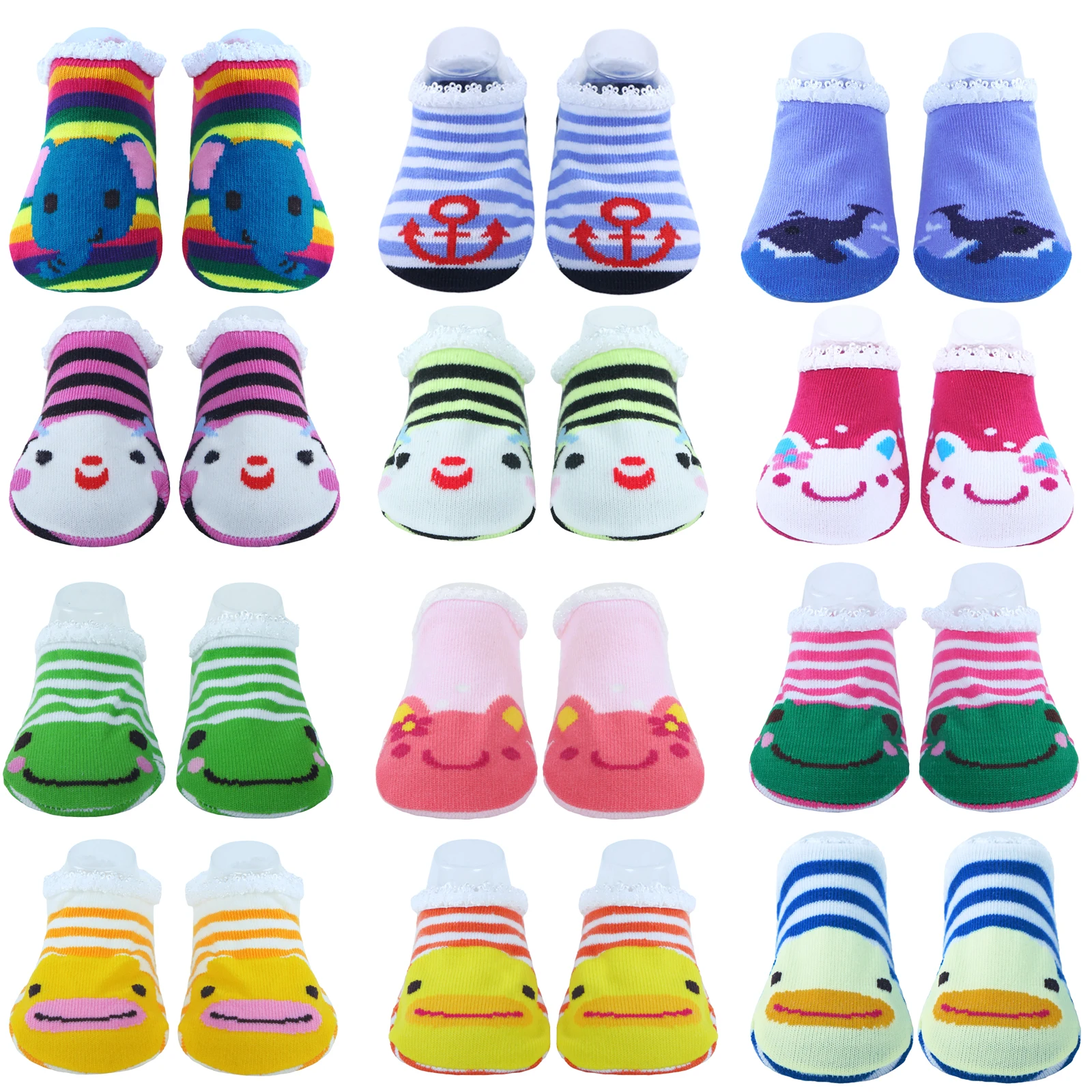1 Pair Baby Socks Boys Girls Cartoon Animal Anti Slip Floor Unisex Short for Infant Toddler | Детская одежда и обувь