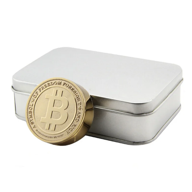 Новинка, хит, электронные зажигалки Bitcoin, USB, Металлическая резьба, монета, зажигалка для сигар, уникальный подарок для мужчин, гаджеты, бар, огонь, с металлической коробкой - Цвет: gold