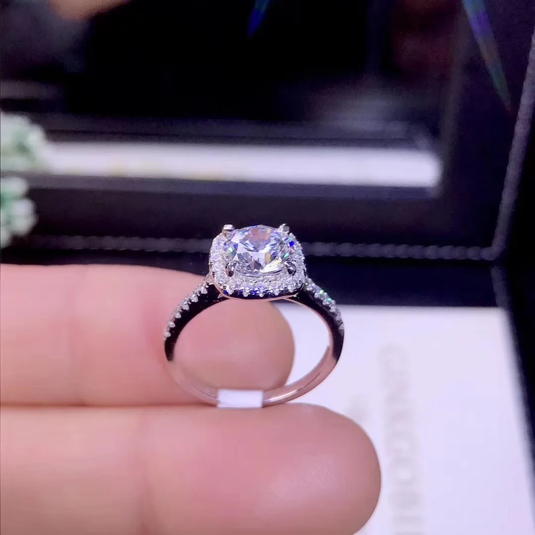Круглое серебряное кольцо с муассанитом 1ct D VVS роскошное кольцо с муассанитом Weding для женщин