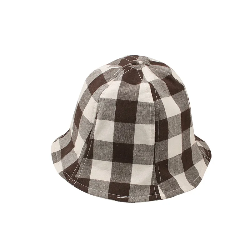 Casual Plaid Baby Hat Cotton Boys Girls Sun Cap Spring Summer Kids Clothes Fashion Girals Bucket Clothing | Детская одежда и обувь