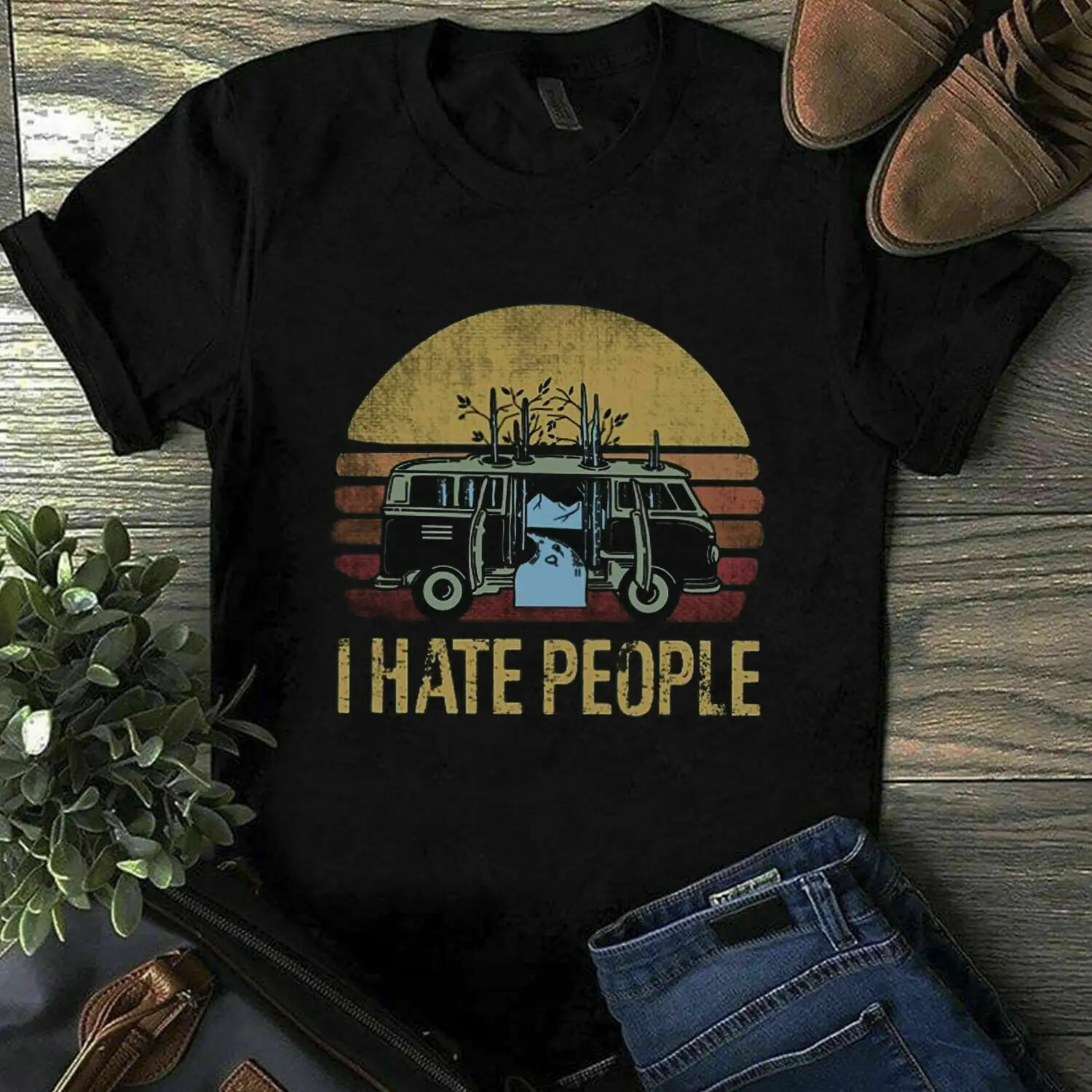 Go Camping I Hate люди черная футболка M 6 Xl