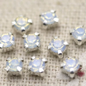 white opal 100 шт, 3,8 мм, разноцветные стразы из опала с серебряной основой, белые стразы из опала для украшения одежды - Цвет: white opal
