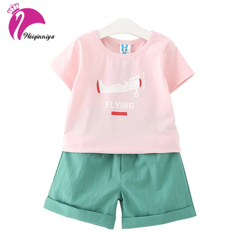 Новый Стиль Лето 2017 Дети Устанавливает Мода Твердые Рубашки + Брюки 2 Шт. Высокое