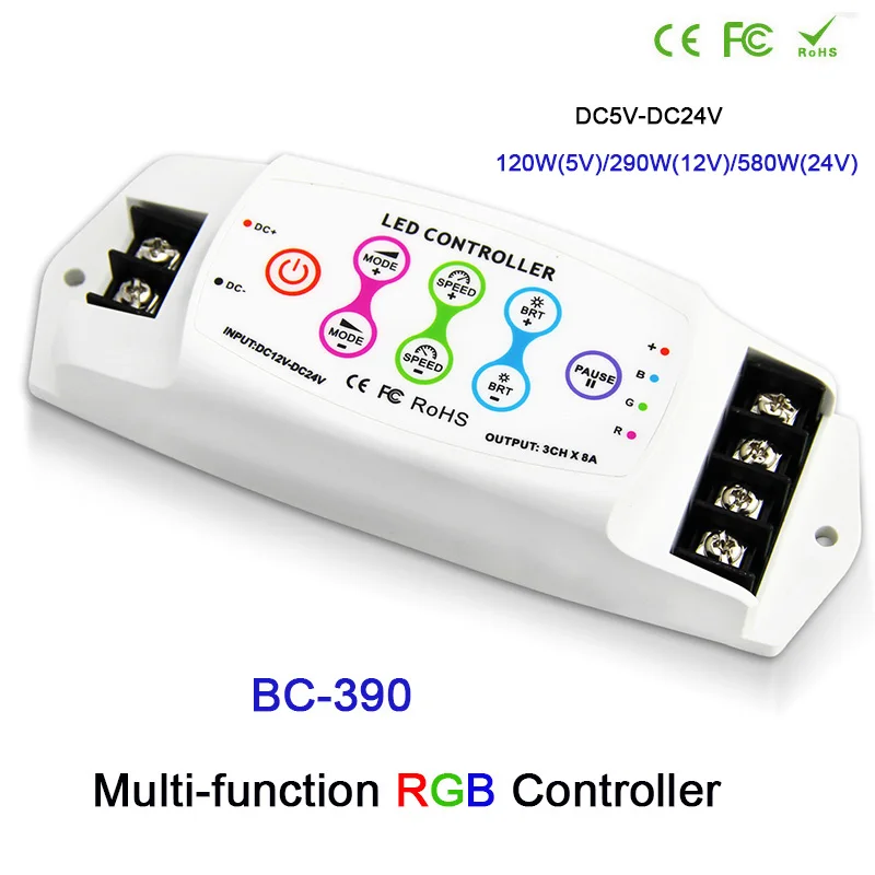 

DC5-24V/DC12-24V 8A/CH*3 touch pannel controller touch key wireless remote RGB LED Controller for led strip