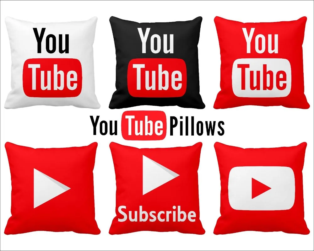 2 стороны ручной работы Youtube квадратная наволочка вы трубки наволочка играть фильм видео музыка подписка подарок