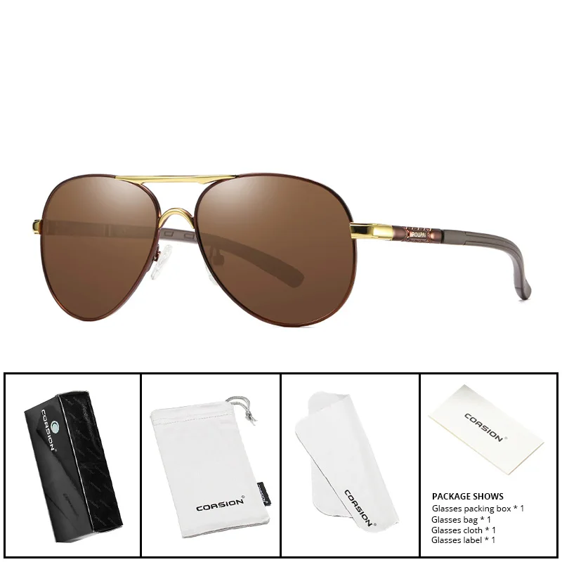 C5 Brown Brown COASION фирменного дизайна в классическом Pilot, поляризационные солнцезащитные очки для мужчин, с зеркальным покрытием ретро очки, подходят для вождения, солнцезащитные очки, мужские очки для защита от UV400 CA1177 - Цвет линз: C5 Brown Brown