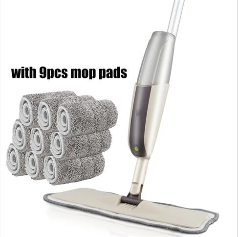 one mop 9 mop cloth Волшебная швабра с распылителем, деревянный пол с многоразовыми подушечками из микрофибры, ручка 360 градусов, домашние окна, кухонные швабры, метла, чистящие инструменты - Цвет: one mop 9 mop cloth