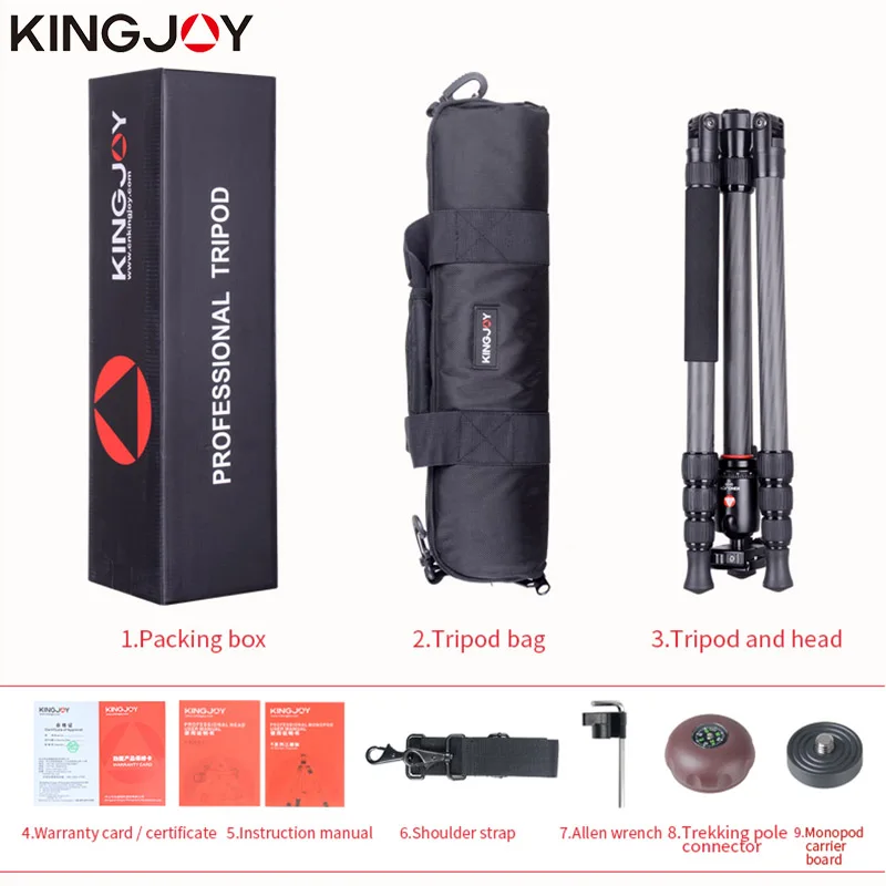 KINGJOY официальный профессиональный штатив для камеры K2208 + QH20 из углеродного