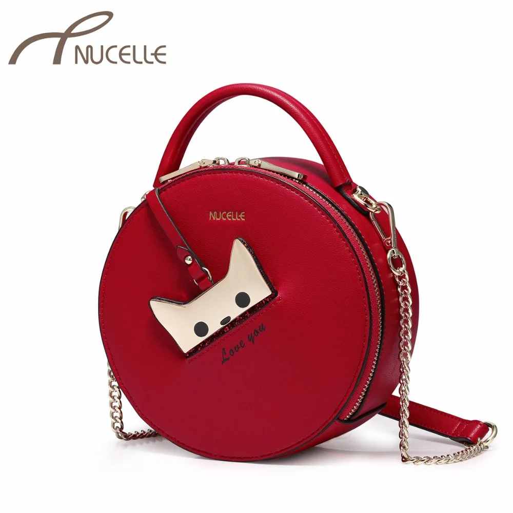 Nucelle бренд Для женщин кожа Сумки Дамская Мода Cat Messenger Tote кошелек женский Цепи