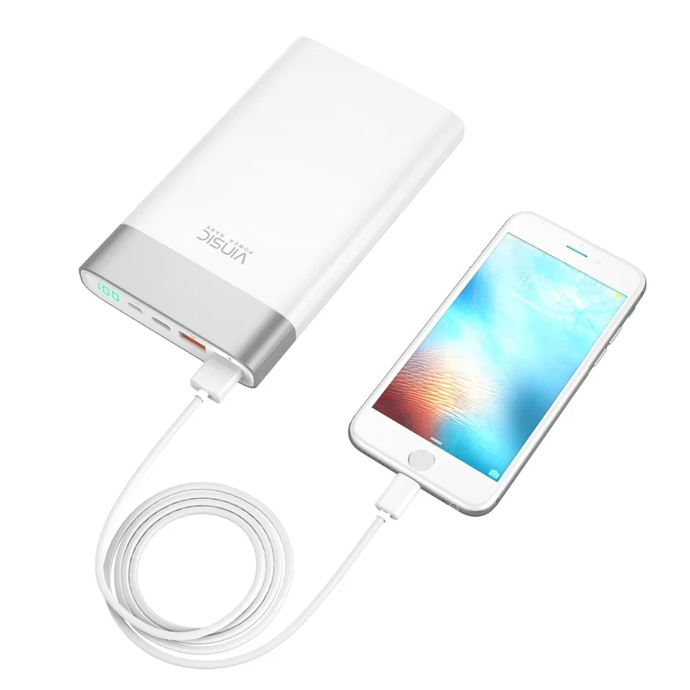 (Корабль из Испании) Vinsic Терминатор P3 20000 мАч Quick Charge 3 0 Мощность банк Тип C внешний