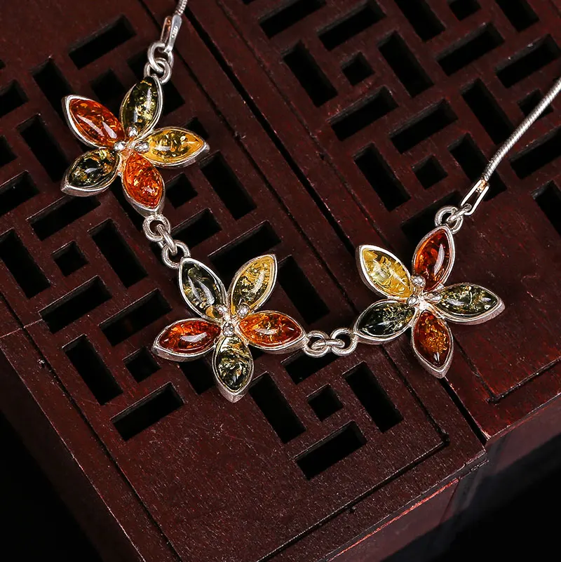 Пчелиный воск Подвески Женский amber цепи застежка цепочки S925 серебро