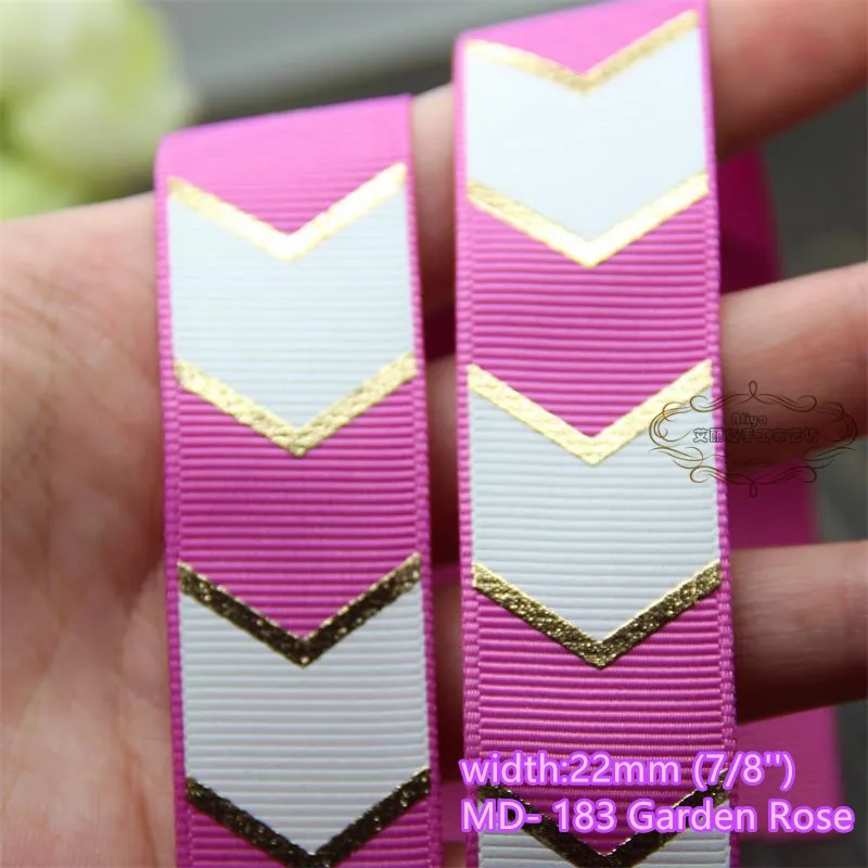13 colors to select 10 yards 7/8'' Chevron Hot Stamped Printed Grosgrain Ribbon Tapes hairbow gift pack clothing Bowknot diy | Дом и