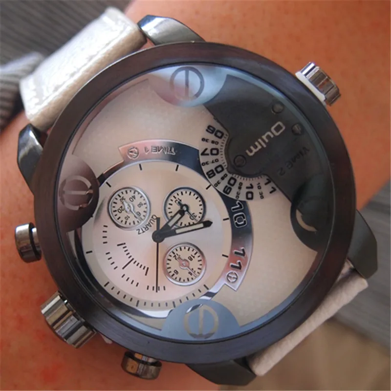 2018 мужские часы Топ бренд Oulm спортивный кожаный ремешок большой круглый