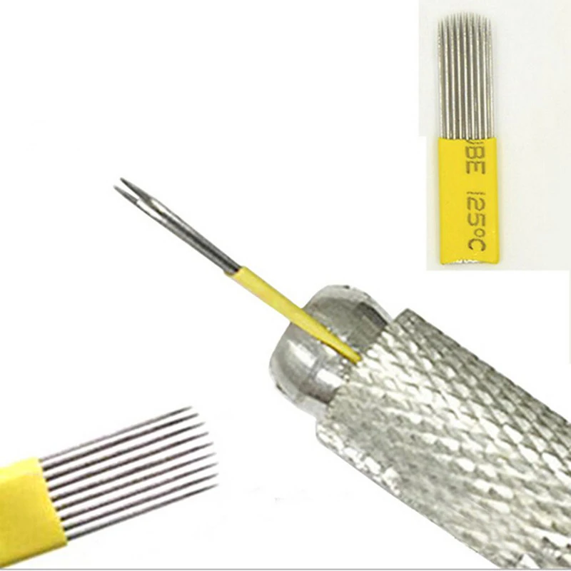 Одноразовые микроблейдинг иглы двойной ряд татуировки ручной Перманентный