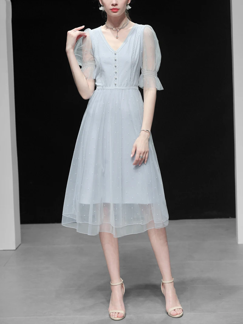 Элегантные модные женские платья с v образным вырезом наполовину спущенный рукав