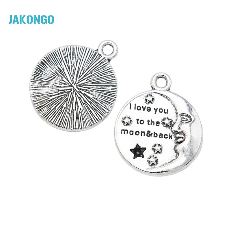Тибетские посеребренные Подвески с надписью I Love You to the Moon and Back для ожерелья