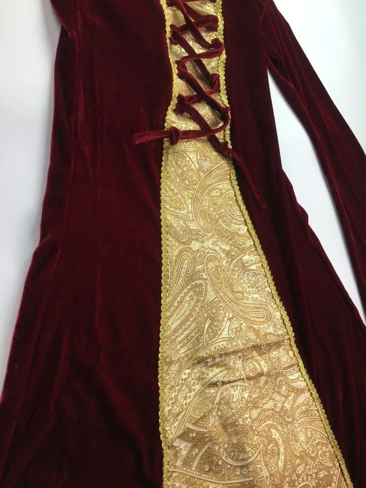 Ренессанс платья в средневековом стиле фиолетовый для женщин Robe готика для девочек Принцесса Королева бархат горничной Хэллоуин костюм с капюшоном Косплей