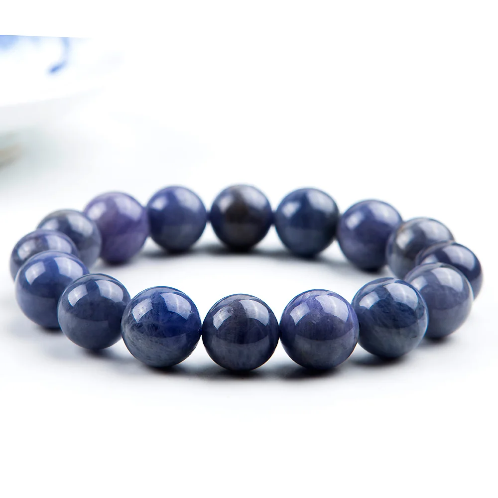 Genuine Natural Tanzanite Blue Gemstone Bracelet Round Beads 13mm Stretch Woman Man Crystal Party AAAAA | Украшения и аксессуары
