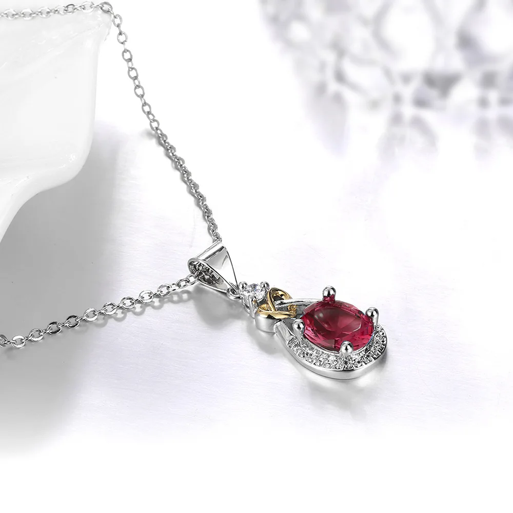 2017 new product sells fashionable red zircon necklace lady with a double color combination of jewelry wedding gifts | Украшения и
