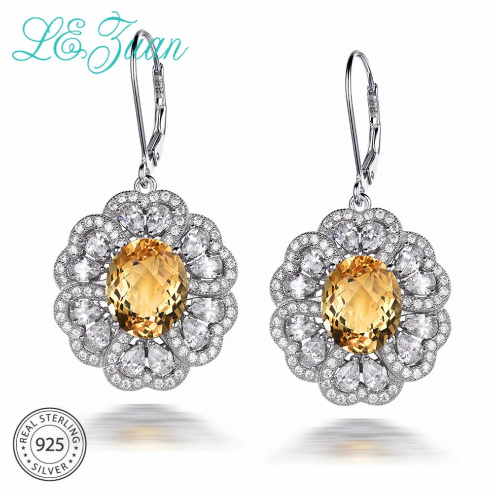 Женские серьги из серебра 925 пробы с натуральным цитрином карата|earrings for|earrings for